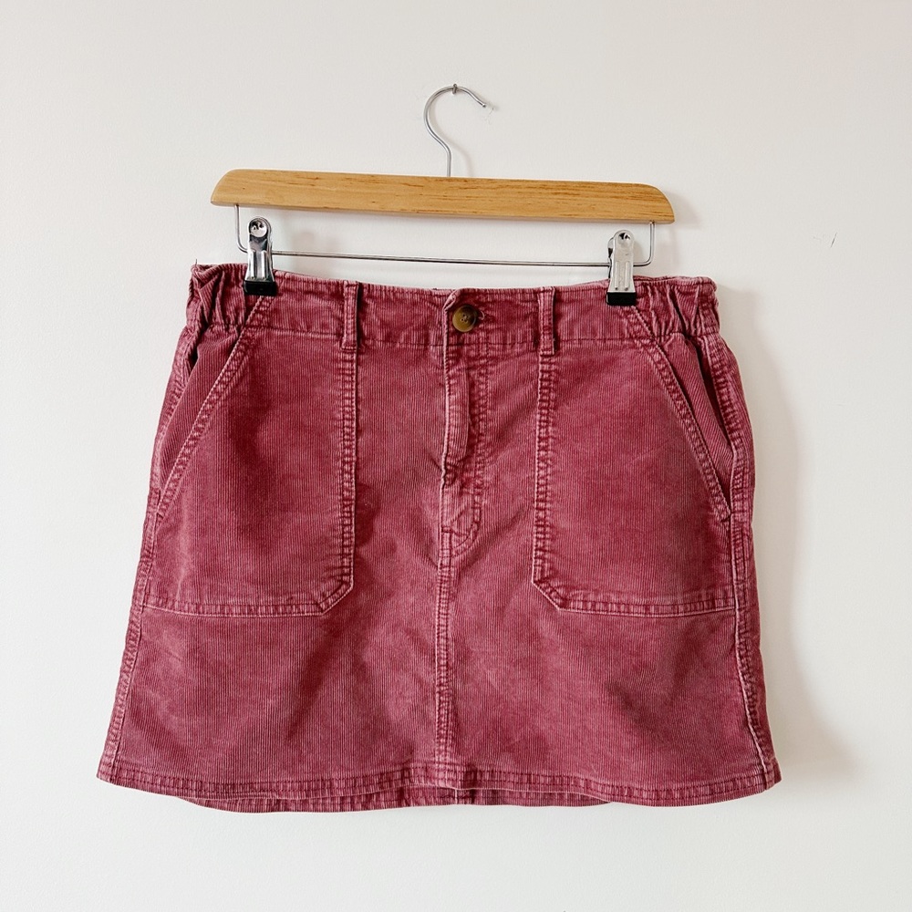 AE Super stretch high waisted corduroy women mini skirt in pink